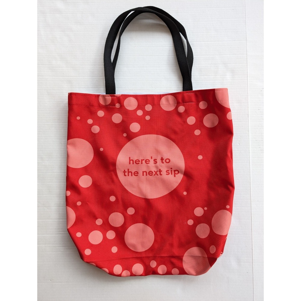 Bubly Sparking Water Tote Bag Limited Edition Red 19x17 Canvas Cherry Strawberry - Picture 6 of 6